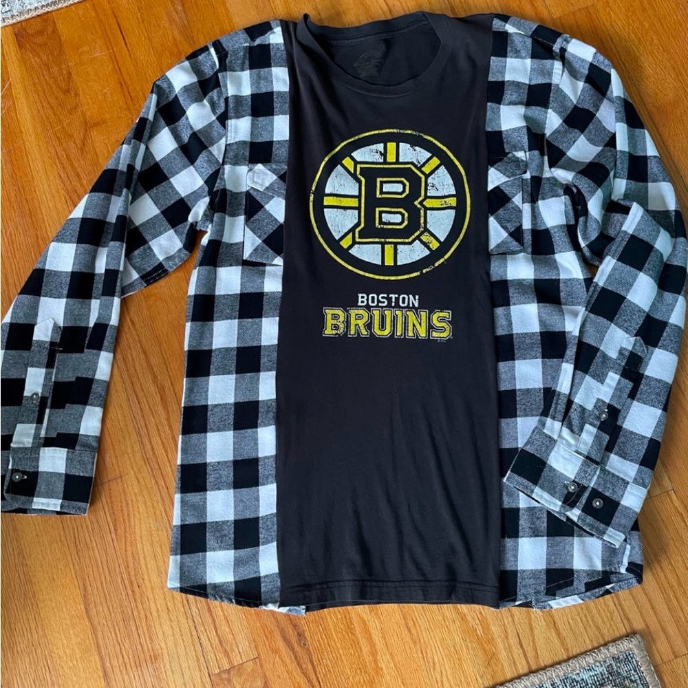 Upcycled Boston Bruins Flannel Tee
